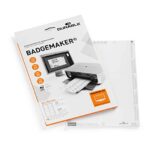 Durable 145502 Badgemaker Insertions 54 x 90 mm sur Planche A4 Imprimable - 10 Insertions par Planche - PEFC - Boîte de 20 Planches/200 Insertions