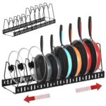 E-MANIS Stockage de Casseroles, Porte avec 10 Compartiments Réglables pour Rangement et Organisation de Cuisine, Couvercle de Casserole et Planche à Découper