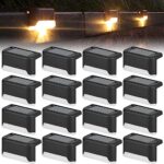 EBKCQ Lot de 16 Lampes Solaires, Eclairage à LED Lampe Solaire Exterieur, Lumières Solaires Exterieure Jardin Blanc Chaud Étanche Décoration pour Escalier Pont Marches Clôture Cour Terrasse Chemin