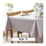 EHOMERY Nappe pour Table Basse Carre Petite Rectangulaire Anti Tache Treillis Linge De Maison Serviettes Brun Blanc Décoration Protection 135X135Cm