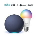 Echo Dot (5e génération, modèle 2022), Bleu marine + TP-Link Tapo Ampoule LED Connectée Multicolore (E27), Fonctionne avec Alexa - Kit de démarrage Maison connectée