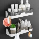 EigPluy Lot de 2 Etagère Douche,Serviteur de Douche Sans Perçage, Paniers Rangement D'organisateur de Douche Mural pour Salle de Bain/Cuisine