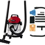 Einhell Aspirateur eaux et poussières TC-VC 1812 S (1250 W, 180 mbar, Cuve en INOX 12 L anticorrosion, Livré avec accessoires), Rouge