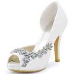 ElegantparkEP11045-IP Escarpins Diamant Ruban Noeud Femme Chaussures de Mariee Mariage Soiree