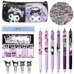 Ensemble Cadeau de Fournitures Scolaires, Une Trousse à Crayons, Des Stylos à Bille, une Règle, des Notes Adhésives, Dessin Animé Autocollant, Trombone, pour Filles et Enfants