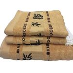 Ensemble de serviettes de luxe en en fibre de bambou, 3 pièces (1 serviette de bain, 2 petites serviettes) - Naturel, ultra absorbant et écologique par LSHARON
