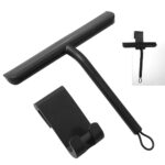 Etavio Raclette Douche, Raclette Accessoire Salle de Bain, Raclette de Douche en Silicone avec Noyau en Acier Inoxydable pour Douche,Salle de Bain, Miroir, Nettoyage en Verre, Carrelage -20.8 cm Noir