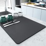 Exslend Tapis de SéChage Vaisselle Absorbant, Tapis D'éGouttement, Tapis Egouttoir pour Bar, Machine à Café, Gris foncé, 40 x 50 cm