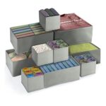 FAMKEEP 10 Pcs Boite Organisateur Tiroir, Rangement Vetement Tissu Non Tissé, Pliable et Respirant,Ouvertes Armoire pour Sous Vêtements Chaussettes