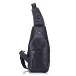 FANDARE Sac de Poitrine Homme Sac Rétro en Bandoulière en Cuir d'affaire Poche pour Voyage Randonnée Sport Sacoche Bandoulière Imperméable