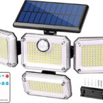 FAYIBUY Lampe Solaire Extérieur avec Détecteur de Mouvement 333 LED, IP65 Étanche Projecteur Extérieur, 3 Modes Lumière Solaire Spot Solaire Angle d'éclairage 240°Applique Murale