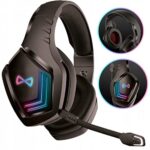 FOREVER GHS-700 Casque sans Fil Circum-auriculaire avec Bluetooth Portable jusqu'à 12 Heures avec Microphone, Casque de Jeu avec rétro-éclairage LED RVB/pour PC Gaming
