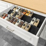 Famhap Rangement epices tiroir 6PCS,Organisateur Porte épices pour extensible de 29,5 cm à 59 cm,insert etagere epices cuisine texture mate,Avec bosses antidérapantes