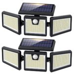 Feob [Lot de 2 Lampes Solaires Extérieur à Détecteur de Mouvement, 3500LM 341LED Lumières Solaires, 3 Têtes Réglables, 270° éclairage Grand Angle IP65 Projecteur Solaire éclairage Mural d'extérieur