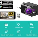 FiveSky UHD Caméra cachée 4K Caméra Espion WiFi Spy Cam Chargeur USB Microcaméras Espion Détection de Mouvement Caméra de Surveillance Contrôle APP avec Tête de Charge Européenne