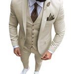 FrankHommes Costume Cravate Revers 3 pièces Costume de Mariage coloré