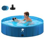 Fwiull - Piscine pour grands chiens et petits chiens - Pataugeoire pliable et transportable - 160 x 30 cm - Stable et antidérapante - Pour animaux de compagnie, enfants - Bleu