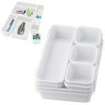 Fyihoxi Organisateur Tiroir,8Pcs Organisateur Tiroir Cuisine,Plateaux Rangement de Tiroir,Rangement Maquillage avec 3 Tailles Plateaux de Rangement pour Bureau,Coiffeuse,Salle de Bain,la Cuisine