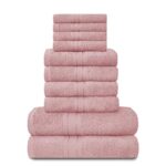 GC GAVENO CAVAILIA Towels Lot de 10 Serviettes de Bain 100% Coton égyptien, 4 Visage, 4 Mains, 2 Serviettes de Bain, de qualité supérieure, très absorbantes, lavables en Machine, Rose pâle