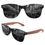 GQUEENLunettes de soleil Homme Femme Bois Vintage Polarisées Classique 100% Protection UV400