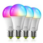 GRIFEMA GD1003-4, 4 Ampoules Intelligentes WIFI-Bluetooth, Ampoule Connectée RGB Polychromes, Ampoules LED Alexa Réglage de La Luminosité 2700K-6500K, Interface E27, Compatible avec Alexa/Google Home