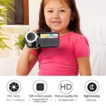 Garsent Caméscope Numérique, 16X HD Caméra DV Mini avec 2 Pouces TFT LCD Sceen, Caméra pour Enfants/Adolescents/Élèves/Débutants/Les Personnes âgées Cadeau de Noël (Noir)