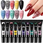 Gel pour estampage d'ongles - Lot de 10 couleurs - 8ML LED UV - Gel pour estampage d'ongles imprimé - Gel pour estampage d'ongles