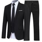 GénériqueCostumes 2 pièces pour Hommes Blazer d'affaires Coupe Slim à Un Bouton Costume de fête de Mariage Veste Gilet et Pantalon Costume décontracté régulier