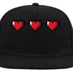 GénériqueFull Health 8 Bit Gaming Hearts Casquette de Baseball à visière Plate Snapback à 5 Panneaux Noir
