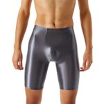 GénériqueNouveauté 2024 Hommes Sans Couture Entrejambe Brillant Soyeux Haute Élastique Sous-vêtements Hommes Sous-vêtements Transparents Ensembles de bœuf Gris, gris, XXL