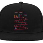 GénériqueVintage Arcade Gaming Player Screen Casquette de Baseball à visière Plate Snapback à 5 Panneaux Noir