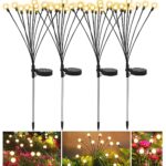 Glovios Lampes Solaires Exterieur,4 Pièces 10 LED Lumières Lucioles pour Jardin, Balcon,Jardin Décoration,Étanche IP65,[Classe énergétique C] (Blanc Chaud)