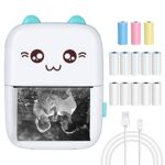 Gobesty Imprimante Photo Portable, Mini Bluetooth Poche Pocket avec 13 Rouleaux de Papier Thermique, Instantané Rechargeable sans Fil BT Mobile