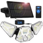 Gobikey Lampe Solaire Exterieur avec Indicateur/Télécommande Lumiere Solaire Exterieur Imperméable IP65 Spot Solaire Exterieur 3 Modes Eclairage Exterieur Solaire Grand Angle 300°