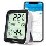 Govee Thermomètre Hygromètre Intérieur Petit Moniteur Mini Numérique à Haute Précision Capteur Humidité Température, LCD Bluetooth Stockage Données Maison Chambre Frigo Cave Garage Serre