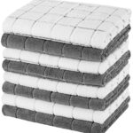 Gryeer 8 Torchons de Cuisine en Microfibre, Serviettes de Cuisine Super absorbantes, Doux et sans Peluches, Carreaux conçus avec des Boucles de Suspension, 45 x 65 cm, Gris