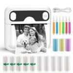 GuKKK Imprimante Photo Portable, Mini Imprimante Photo Instantané sans Fil, Imprimante Thermique sans Fil BT Imprimante Mobile, Imprimante pour Photos Liste d'étiquettes, pour Photo, Reçu, Mémos