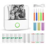 GuKKK Imprimante Photo Portable, Mini Imprimante Photo Instantané sans Fil, Imprimante Thermique sans Fil BT Imprimante Mobile, Imprimante pour Photos Liste d'étiquettes, pour Photo, Reçu, Mémos