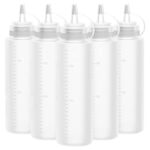 Gvolatee Bouteille Sauce, Recipient Sauce, 5 Pcs 250ml Bouteille à Condiments, Bouteille de Sauce,8oz Presser Les Bouteilles, Transparent Flacon Souple en Plastique pour la Peinture, la Cuisson