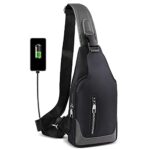 HEROIC KNIGHTSacoche Porté Épaule Homme Imperméable Sac de Poitrine avec Port Chargement USB 7.9'' iPad Sacoche à Bandoulière Loisir Sac Besace pour Excursion Camping Voyage Cyclisme Vélo Randonnée Travail (Noir)