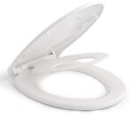 HIMIMI Lunette de Toilette avec Siège Enfant Magnétique, Frein de Chute et Charnière Réglable, Abattant WC en Polyéthylène pour Adultes et Enfants, O Forme, Blanc (447 x 371 x 55 mm)