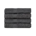 HOMELOVER Ensemble de Serviettes en Coton Biologique 100%, Douces et très absorbantes, séchage Rapide, certifiées Oeko-TEX Made in Green et GOTS (4 Essuie-Mains, Gris Foncé)