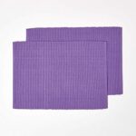 HOMESCAPES Set de Table en Coton Lot de 2, Linge de Table uni Violet, 30 x 45 cm