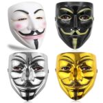 HURRY UP4 pièces une Ensemble Masque Halloween, Quatre Couleurs Masque Casa De Papel, Masque Anonymous pour Adulte Enfant Fille Homme, V pour Vendetta Cosplay Costume Accessoires de Fête