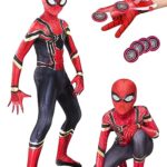 HVIERO Deguisement Spider Enfant 3-12 ans avec Gant Lanceur Spider Costume Spider Enfant Cosplay Halloween Carnaval Mascarade Cadeaux de Noël Combinaison Spider Enfant