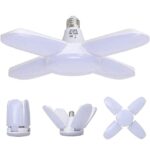 HZSANUE Lampe Garage E27 60W, Blanc Froid 6500K 6800Lm Lampe Atelier Déformable avec 4 Panneaux Ajustables, Éclairage Plafond LED, pour Garages, Entrepôts, Gymnases (lot de 1)