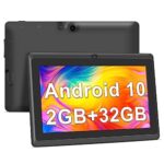 Haehne Tablette 7 Pouces, Android 10 Tablette Tactile, 2Go RAM 32Go ROM(TF 128Go), Bluetooth, Double Caméra, WiFi Tablette PC,Noir
