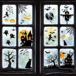 Haus Projekt Stickers Halloween Enfant 53 PCS, 8 Feuilles A4, Halloween Décoration Extérieur Effrayante, Gommettes Vitres, Halloween Decoration Fête Chat, Fantôme, Maison Hantée, Araignées, Sorcières