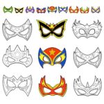 HifotDIY Super Héros Masque Enfant, Masques Super-Héros à colorier pour Enfants, Blanche Masques à Colorier pour Cosplay Activités Manuelles Enfants Carnaval Activité Anniversaire (9 Pièces)