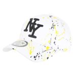 Hip Hop HonourCasquette NY Blanche et Jaune Print Original Fashion Tags Baseball Paynter - Taille: Taille Unique - Couleur: Blanc - Mixte